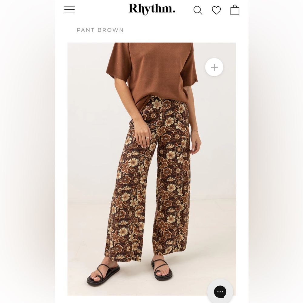 Rhythm Cantabria Floral Wide Leg Pant Brown